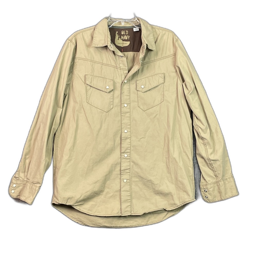 Old Navy Western Shirt Mens Large Long Sleeve Pearl Snap Rancher Riding Rodeo